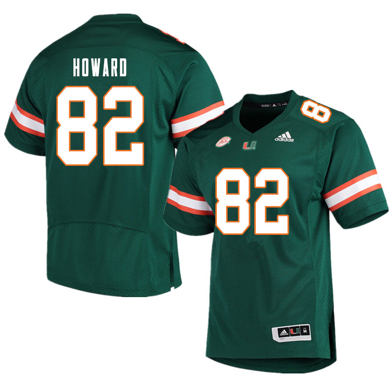 Men #82 Jarius Howard Miami Hurricanes College Football Jerseys Sale-Green